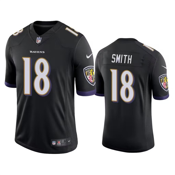 Men's Baltimore Ravens #18 Roquan Smith Black Game Jersey Men's Baltimore Ravens #18 Roquan Smith Black Game Jersey